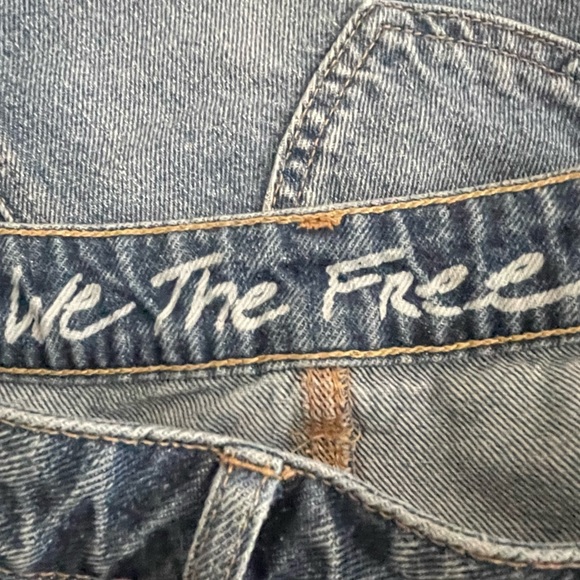 We The Free Blue Denim Frayed Hem Distressed 100% Cotton Mini Skirt Size 25 - Picture 7 of 10